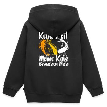 Koi Karpfen Fisch Teich Geschenk - Kinder Premium Organic Zip Hoodie - Schwarz - Hinten - AI Model Kid Male (0cm)