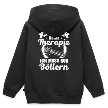 Ich Brauche Keine Therapie Ich Muss Nur Böllern - Kinder Premium Organic Zip Hoodie - Schwarz - Hinten - AI Model Kid Male (0cm)