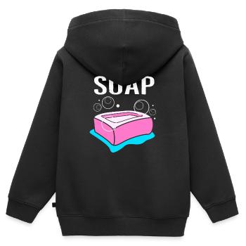 Seife - Kinder Premium Organic Zip Hoodie - Schwarz - Hinten - AI Model Kid Male (0cm)