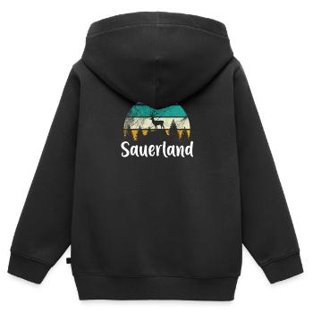 Sauerland Sauerländer Heimat Wandern Geschenkidee - Kinder Premium Organic Zip Hoodie - Schwarz - Hinten - AI Model Kid Male (0cm)