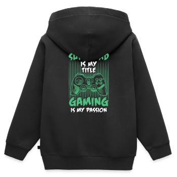 Superdad Titel Gaming My Passion Videospiel Gamer - Kinder Premium Organic Zip Hoodie - Schwarz - Hinten - AI Model Kid Male (0cm)
