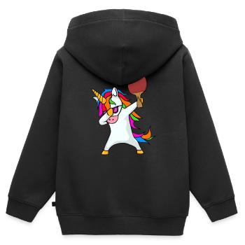 Ping-ping -Ping -ping-cong - Sweat Premium à capuche zippé enfant bio - noir - Dos - AI Model Kid Male (0cm)
