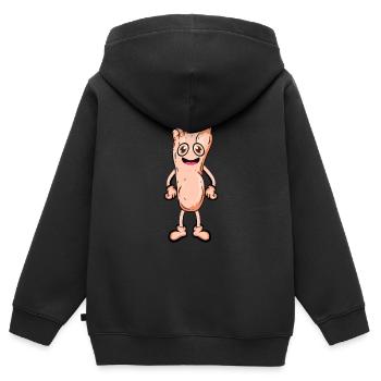 Fuß - Kinder Premium Organic Zip Hoodie - Schwarz - Hinten - AI Model Kid Male (0cm)