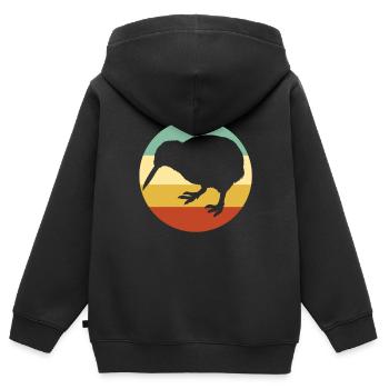 kiwi-oiseau kiwi - Sweat Premium à capuche zippé enfant bio - noir - Dos - AI Model Kid Male (0cm)