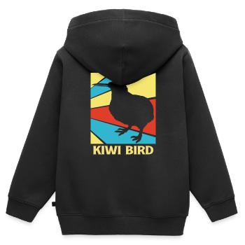 kiwi-oiseau kiwi - Sweat Premium à capuche zippé enfant bio - noir - Dos - AI Model Kid Male (0cm)