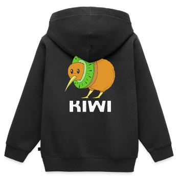 kiwi-oiseau kiwi - Sweat Premium à capuche zippé enfant bio - noir - Dos - AI Model Kid Male (0cm)