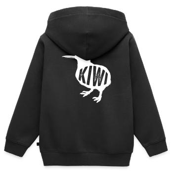 kiwi-oiseau kiwi - Sweat Premium à capuche zippé enfant bio - noir - Dos - AI Model Kid Male (0cm)