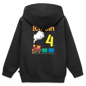4. Geburtstag Junge Ich Bin Vier Jahre Alt Zug - Kinder Premium Organic Zip Hoodie - Schwarz - Hinten - AI Model Kid Male (0cm)