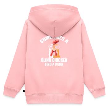 Sometimes a Blind Chicken finds a Korn - Kinder Premium Organic Zip Hoodie - Rosa - Hinten - AI Model Kid Female (0cm)