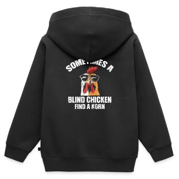 Sometimes a Blind Chicken finds a Korn - Kinder Premium Organic Zip Hoodie - Schwarz - Hinten - AI Model Kid Male (0cm)