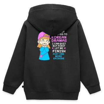 K-Pop Korea Pop Kdrama Kpop Corée Coréenne - Sweat Premium à capuche zippé enfant bio - noir - Dos - AI Model Kid Male (0cm)