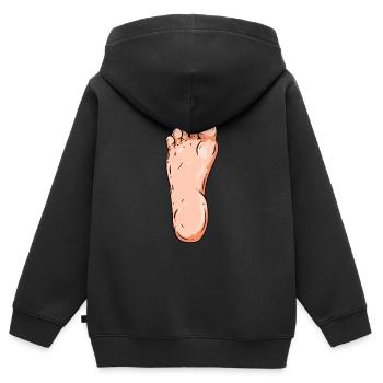 Fuß - Kinder Premium Organic Zip Hoodie - Schwarz - Hinten - AI Model Kid Male (0cm)