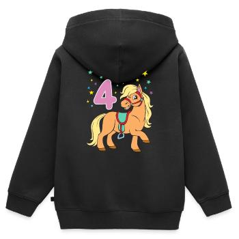 Pony Pferd 4. Geburtstag Mädchen 4 Jahre - Kinder Premium Organic Zip Hoodie - Schwarz - Hinten - AI Model Kid Male (0cm)