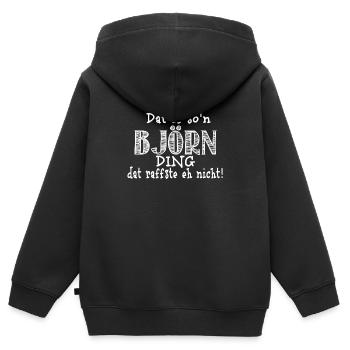 Björn - Kinder Premium Organic Zip Hoodie - Schwarz - Hinten - AI Model Kid Male (0cm)