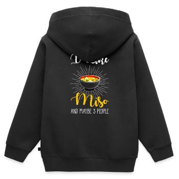 Soupe miso - Sweat Premium à capuche zippé enfant bio - noir - Dos - AI Model Kid Male (0cm)