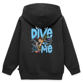COME DIVE WITH ME - Tauchsport - Kinder Premium Organic Zip Hoodie - Schwarz - Hinten - AI Model Kid Male (0cm)