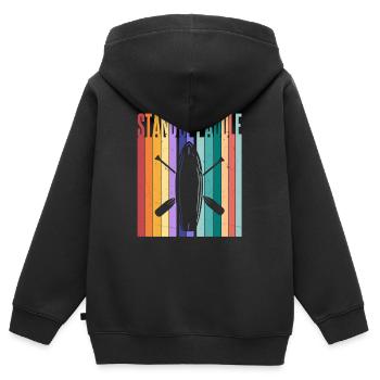SUP - Kinder Premium Organic Zip Hoodie - Schwarz - Hinten - AI Model Kid Male (0cm)