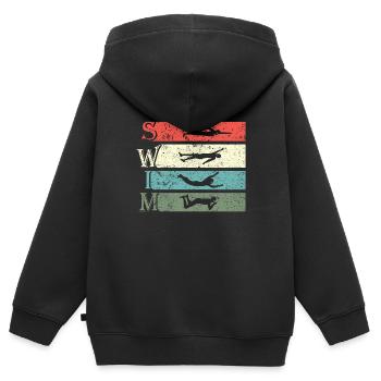 Retro Vintage Schwimmen Schwimmer Schwimmen - Kinder Premium Organic Zip Hoodie - Schwarz - Hinten - AI Model Kid Male (0cm)