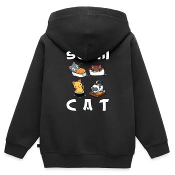 mignon Sushi Cat Nourriture japonaise - Sweat Premium à capuche zippé enfant bio - noir - Dos - AI Model Kid Male (0cm)