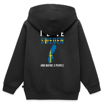 Suède j'aime la Suède - Sweat Premium à capuche zippé enfant bio - noir - Dos - AI Model Kid Male (0cm)