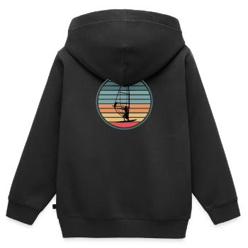 Windsurfing Windsurfers - Kids Premium Organic Zip-up Hoodie - black - Back - AI Model Kid Male (0cm)