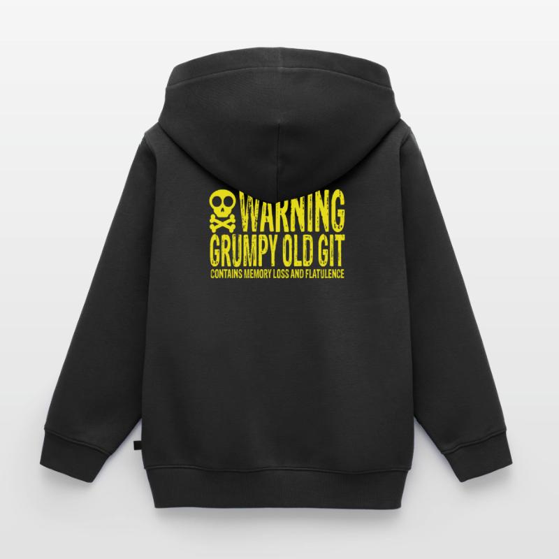 Warning Grumpy Old Git Kids Premium Organic Zip-up Hoodie
