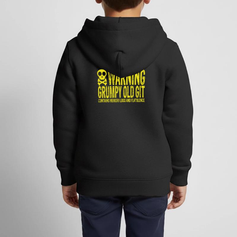 Warning Grumpy Old Git Kids Premium Organic Zip-up Hoodie