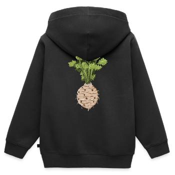 Céleri - Sweat Premium à capuche zippé enfant bio - noir - Dos - AI Model Kid Male (0cm)