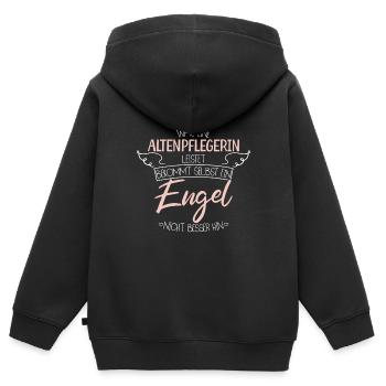 Altenpflegerin - Kinder Premium Organic Zip Hoodie - Schwarz - Hinten - AI Model Kid Male (0cm)