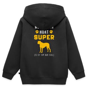 Boxer Hund Spruch lustig - Kinder Premium Organic Zip Hoodie - Schwarz - Hinten - AI Model Kid Male (0cm)