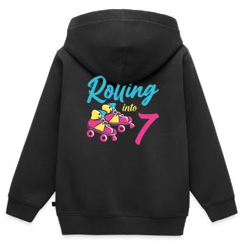 Roller Skates Into 7 Years Lets Roll I sur 7 scooter - Sweat Premium à capuche zippé enfant bio - noir - Dos - AI Model Kid Male (0cm)