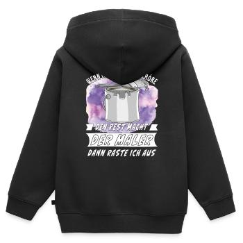 FARBDOSE MALER MACHT DEN REST - Kinder Premium Organic Zip Hoodie - Schwarz - Hinten - AI Model Kid Male (0cm)