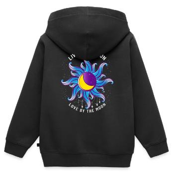 Wild Moonchild Live by the sun Love by the moon - Kinder Premium Organic Zip Hoodie - Schwarz - Hinten - AI Model Kid Male (0cm)