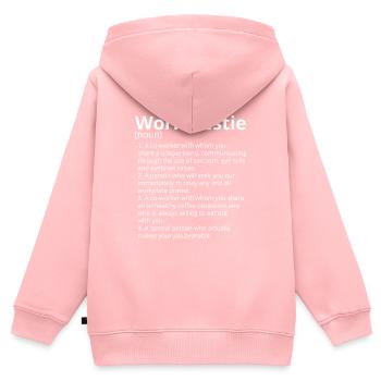 Work La bête Définition Description - Sweat Premium à capuche zippé enfant bio - rose - Dos - AI Model Kid Female (0cm)
