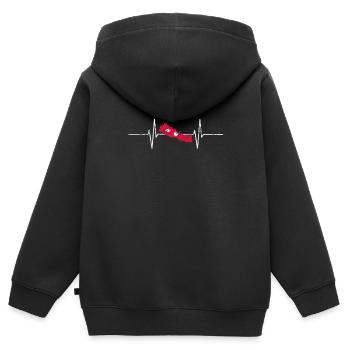 Nepal mit Herzschlag EKG Vintage Flagge Nepal - Kinder Premium Organic Zip Hoodie - Schwarz - Hinten - AI Model Kid Male (0cm)