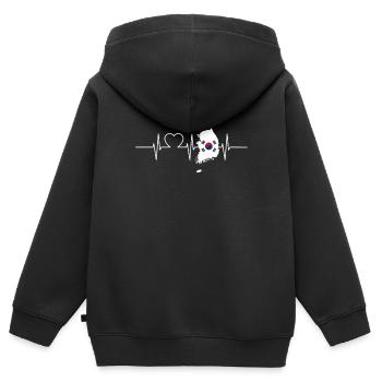Süd Korea mit Herzschlag EKG Vintage Flagge Süd - Kinder Premium Organic Zip Hoodie - Schwarz - Hinten - AI Model Kid Male (0cm)