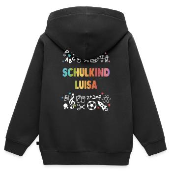 Geschenk für die erste Klasse Schulkind Luisa - Kinder Premium Organic Zip Hoodie - Schwarz - Hinten - AI Model Kid Male (0cm)