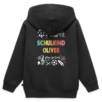 Oliver Einschulung Kindergarten vorbei Grundschule - Kinder Premium Organic Zip Hoodie - Schwarz - Hinten - AI Model Kid Male (0cm)