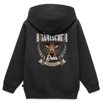 Boarischer Bua Bayern Bayrischer Lausbua Hirsch - Kinder Premium Organic Zip Hoodie - Schwarz - Hinten - AI Model Kid Male (0cm)