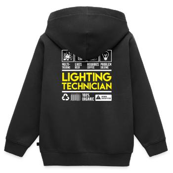 Licht Techniker - Kinder Premium Organic Zip Hoodie - Schwarz - Hinten - AI Model Kid Male (0cm)