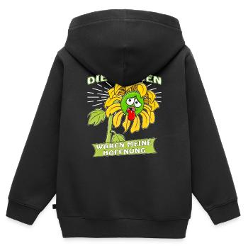 DIE GRÜNEN WAREN MEINE HOFFNUNG. - Kinder Premium Organic Zip Hoodie - Schwarz - Hinten - AI Model Kid Male (0cm)