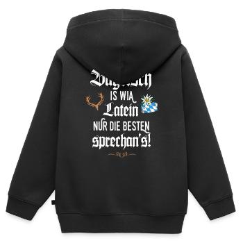 Bayrischer Dialekt Bayrisch is wia Latein Bayern - Kinder Premium Organic Zip Hoodie - Schwarz - Hinten - AI Model Kid Male (0cm)