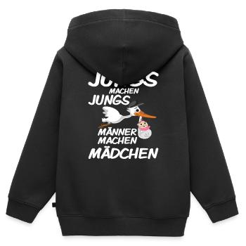 Jungs machen Jungs Männer machen Mädchen Geburt - Kinder Premium Organic Zip Hoodie - Schwarz - Hinten - AI Model Kid Male (0cm)