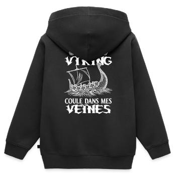 Sang Viking Cadeau Mythologie Nordique - Sweat Premium à capuche zippé enfant bio - noir - Dos - AI Model Kid Male (0cm)