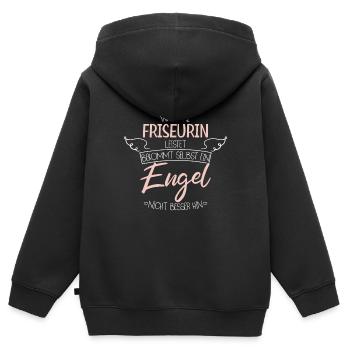 Friseurin - Kinder Premium Organic Zip Hoodie - Schwarz - Hinten - AI Model Kid Male (0cm)