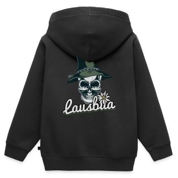 Lausbua Bayrischer Bua Bayern Urig Totenkopf cool - Kinder Premium Organic Zip Hoodie - Schwarz - Hinten - AI Model Kid Male (0cm)