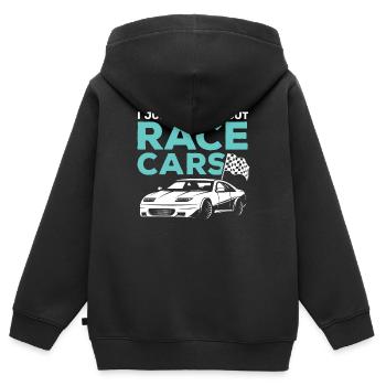 Voiture de course - Sweat Premium à capuche zippé enfant bio - noir - Dos - AI Model Kid Male (0cm)