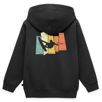 Rétro Wakeboard Wakeboard Wakeboard rétro Wakeboard Wakeboard - Sweat Premium à capuche zippé enfant bio - noir - Dos - AI Model Kid Male (0cm)