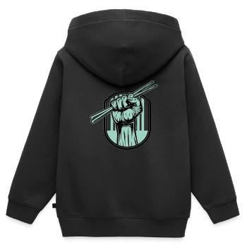 Schlagzeug Drumsticks - Kinder Premium Organic Zip Hoodie - Schwarz - Hinten - AI Model Kid Male (0cm)