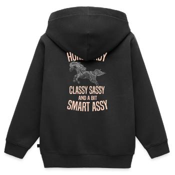 Pferde Frau - Kinder Premium Organic Zip Hoodie - Schwarz - Hinten - AI Model Kid Male (0cm)